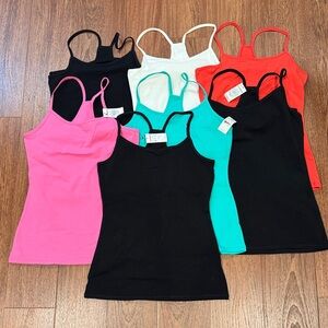 7 NWT Express Shelf Bra Racerback Tank Cami Small Black Orange White Green Pink